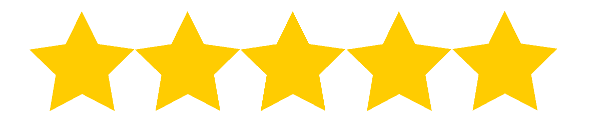 Five Star Customer Rating Five gold stars in a row representing a perfect five-star customer service rating